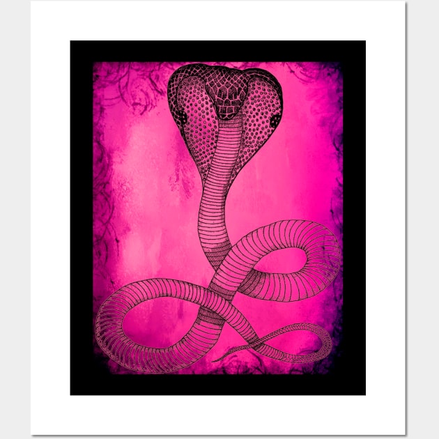 Pink Fire Cobra Cool Design Wall Art by PANGANDOY